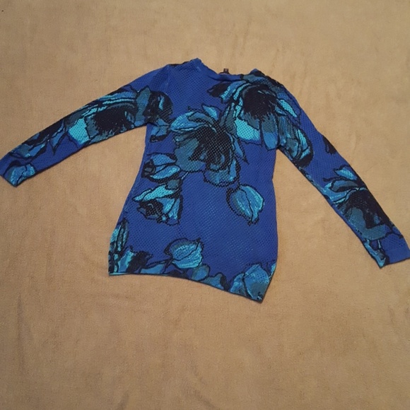 XS - The Limited - Blue Flower Mesh-Like Sweater - Picture 3 of 3